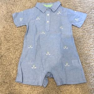 Mud pie linen embroidered golf club onsie